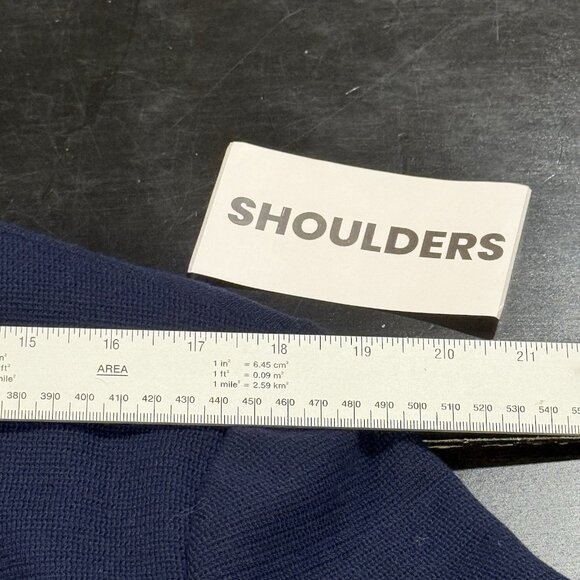 41 Hawthorn Navy Blue Knit One Button Blazer Jacket Elbow Patches Women size XL - Picture 10 of 13